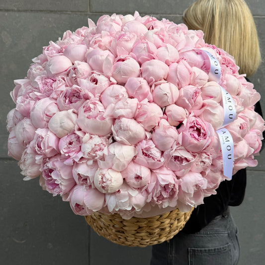 151 Pink Peonies Basket XXL