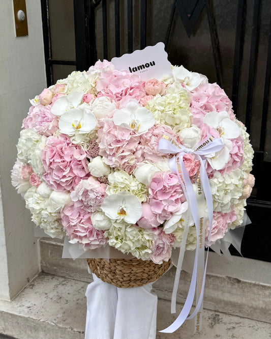 Rose x Blanc dans un Panier XL