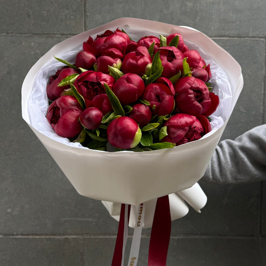 20 Deep Red Peonies