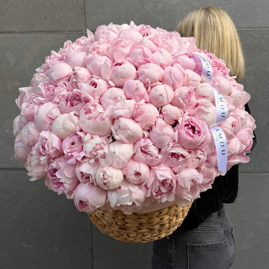 151 Pink Peonies Basket XXL