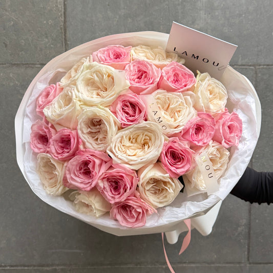 25 Pink & White Peony Roses