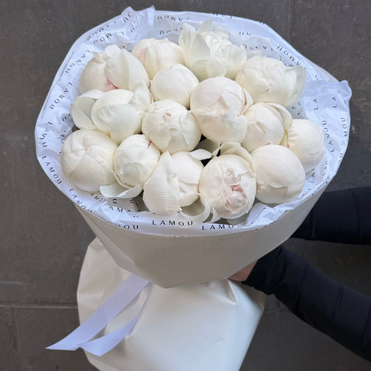 15 White Peonies
