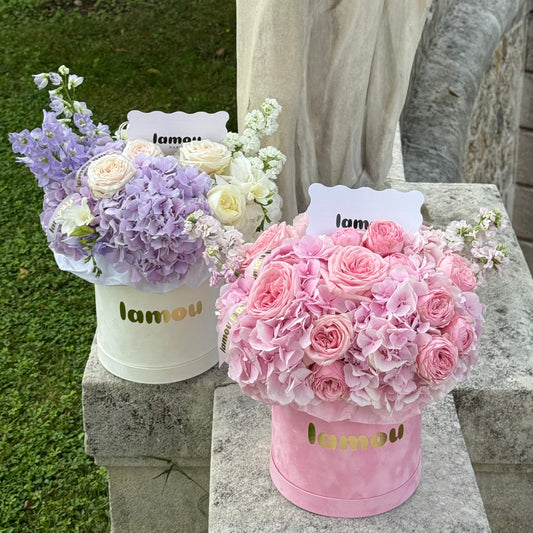Hortensias x Roses dans une boîte S