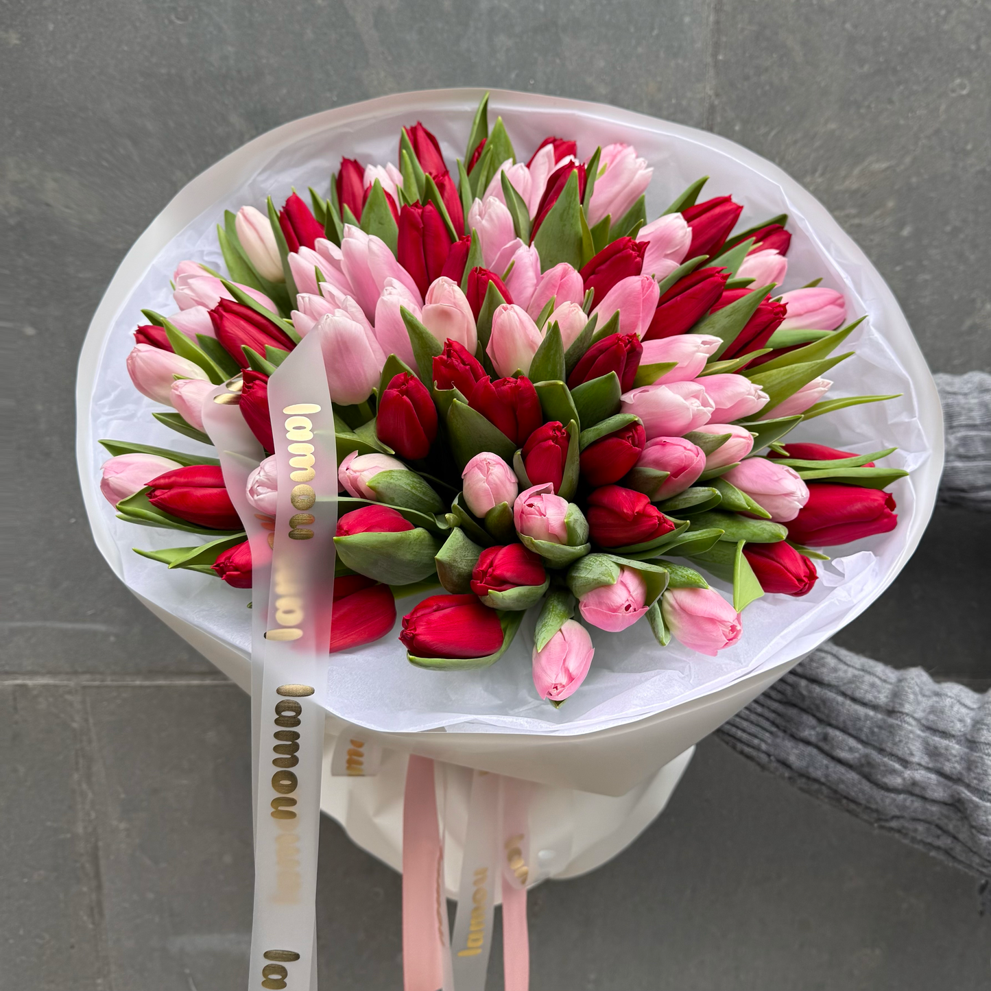 50 tulipes rouges et roses