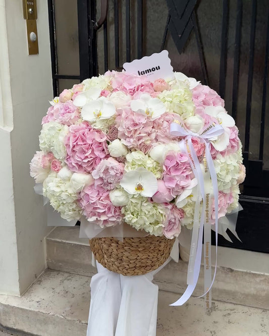 Rose x Blanc dans un Panier XL